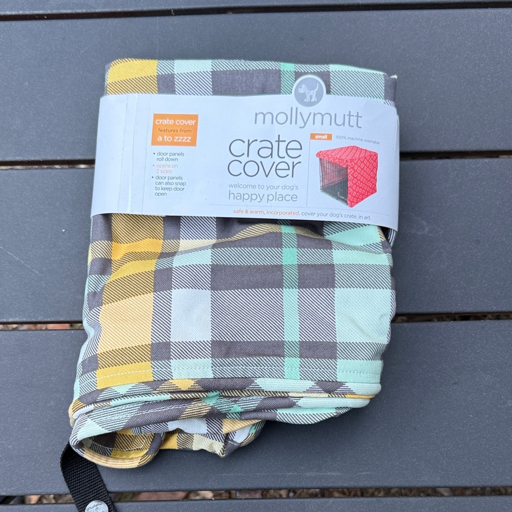 Plaid Dog Crate Cover - Yellow, Gray, Green